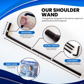 RangeMaster ShoulderWand Therapy Stretching Tool│Collapsible Stretching Bar│Physical Therapy Tool for Recovery and Increasing Motion (Black)