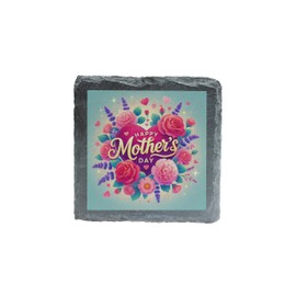 Elegant Floral Mother's Day Slate Coaster - Happy Mother's Day Keepsake Gift (slco-ds24-bluemdayrg)