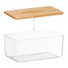 Relaxdays Tissue Box, Plastic & Bamboo, Cosmetic Tissue Box, Square