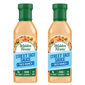 Walden Farms Street Taco Sauce Ranch Dressing for Salad, Chips, Quesadillas, Chicken, Tex-Mex Burritos and other Snacks, 12 oz. Bottle, Gluten and Fat Free, Vegan and Kosher, Creamy Flavor, 2 Pack