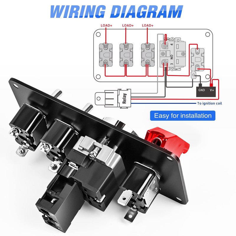 Nilight Ignition Rocker Switch Panel 12V 4 in 1 with