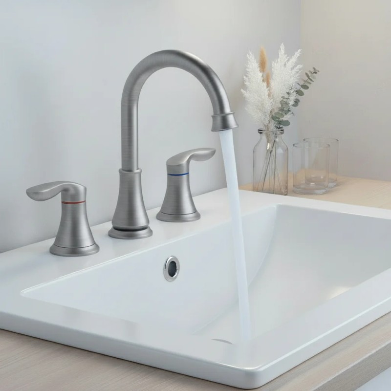 Bathroom Basin Widespread Faucet Brushed Nickel 8 Inch 3 Hole