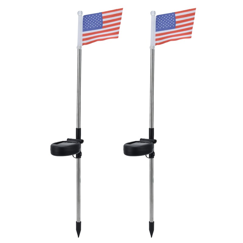 2PCS Solar Powered Garden Light Flag Lawn Stake Lamp for