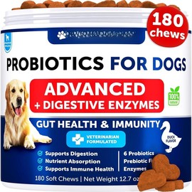 Probiotics for Dogs - Support Gut , Itchy Skin, Allergies, Immunity, Yeast Balance - Dog Probiotics and Digestive Enzymes with Prebiotics - Reduce Diarrhea, Gas - 120 Probiotic Chews for Dogs - Color: 180 Treats, Size: Duck