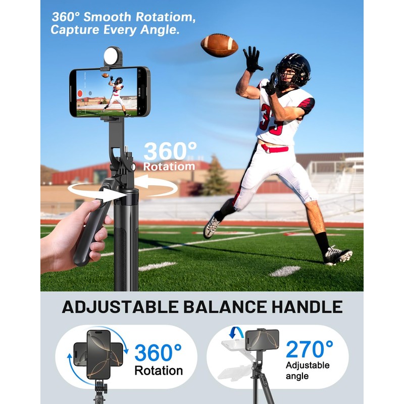 Yeaki Vlogging Kit for iPhone/Android, 71" Selfie Stick Tripod for