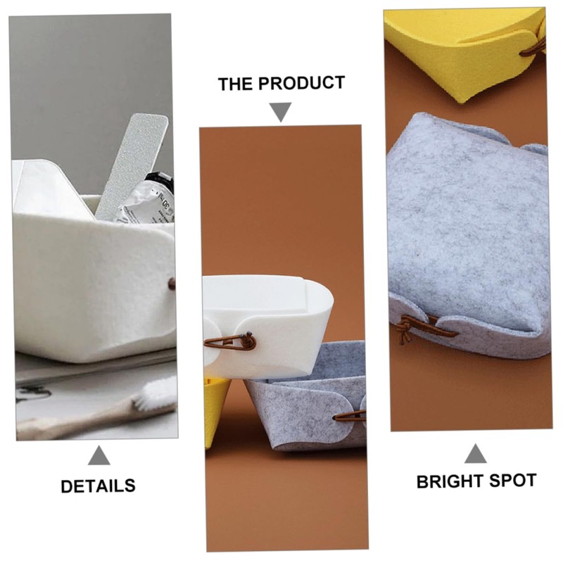 Housoutil 4pcs Felt Cosmetic Box Stackable Storage Boxes Compartment Storage