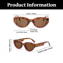 LJCZKA Retro Oval Cat Eye Sunglasses for Women Men 90s Vintage Small Oval Sun Glasses Trendy Cateye Line Sunnies Unique Frame Shades UV400 Protection (Brown Brown)