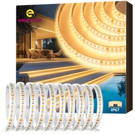 EMITEVER Outdoor LED Strip Lights Waterproof 16.4ft, 2700K Warm White 24V Dimmable Silicone LED Tape Lighting IP67 High Density, 300+LM/ft, 600LEDs,3W/ft, UL Listed (Power Supply Sold Separately)