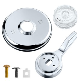 Dreyoo Shower Trim Kit, Compatible with Mixet MTR-5, Compatible with Mixet Tub and Shower Faucets, Includes 5-1/2 Inch OD Chrome Flange, Temperature Handle and Volume Control Handle