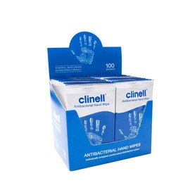 Clinell Antibacterial Hand Wipes Moisturising Antibacterial Wipes with Aloe Vera, 100 Count, Pack of 1