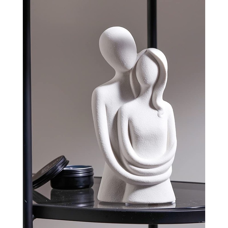 HYFAN Love Statue Hugging Couple Ceramic Decor Romantic Ornament Figurine
