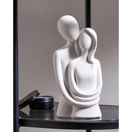 HYFAN Love Statue Hugging Couple Ceramic Decor Romantic Ornament Figurine Gift Meaningful Sculpture for Bedroom Home Office Shelf Desktop Decoration (White)