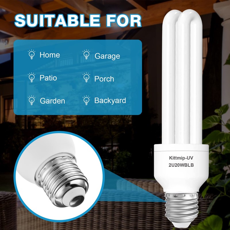 2 Pieces Bug Zapper Light Bulb 2U Type E27 20W