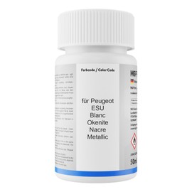 MG PRIME Autolack Lackstift Set für Peugeot ESU Blanc Okenite Nacre Metallic Basislack Klarlack je 50ml