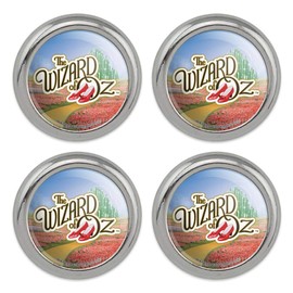 The Wizard of Oz Ruby Slippers Logo Metal Craft Sewing Novelty Buttons - Set of 4
