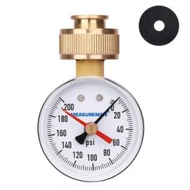 Measureman 2" Water Pressure Test Gauge, 3/4" Female Hose Thread, 0-200 psi/kpa with Maximum Pressure Memory