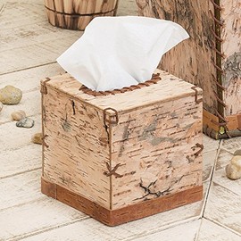 BLACK FOREST DECOR Birch Bark Square Tissue Box