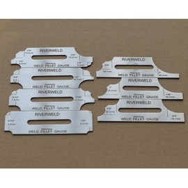 RIVERWELD 7piece Fillet Weld Set Gage Rl Gauge Depth Gauges Welding Inspection Test Ulnar Metric & Inch MG-11 With Markings on Both Sides Checking Fillet Leg and Throat Size