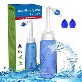 DOXUNGOO 300ml Yoga Nasal Botella.Irrigador nasal.Botella de lavado nasal .Kit de Lavado Nasal y Sinusal.Botella Rhinitis alérgica Tratamiento Para Adultos & Niños- Botella Para limpieza de nariz