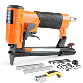 KAMSIN #KN8016S 21 Gauge Pneumatic Upholstery Fine Wire Stapler, Continuous Firing Mode, 1/2'' Crown Staples, 1/4'' - 5/8'' Length, Air Power Upholstery Staples Gun for Furniture, Upholstering