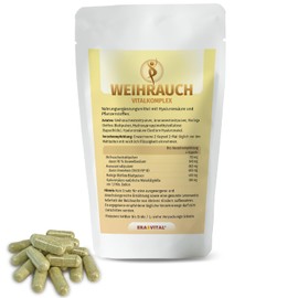Weihrauch Vitalkomplex 60 Kapseln hochdosiert mit 648 mg Boswelliasäure und 600 mg Bromelain (3600 FIP U) für Frische, Pflege und Balance – Natürliche Wirkstoffe für Ihr Wohlgefühl Vegan