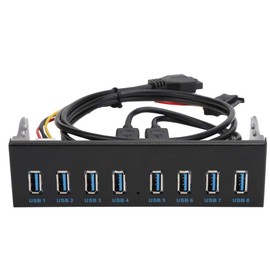 Panel Frontal Hub USB 3.0 de 8 Puertos, de 19 Pines a 8 Puertos Hub USB 3.0 para PC, Concentrador de 8 Puertos Extensión de Unidad óptica Adaptador de Panel Frontal para PC Caja de Computadora Bahía F