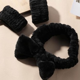 Cute & Soft Ribbon Hair & Wrist Washband Set - Various Colors (SIS-510) Washband Set/04.Grey-Brown 5ea