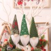 Christmas Gnome Hanging Ornaments - 3-Piece Gray Set with Patterned