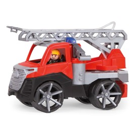 Lena 04515DF Feuerwehr Leiterwagen TRUXX Brigade car, Engine Approx. 28 cm, fire Truck with Folding Ladder, Water Sprayer and Fully Articulated Figure, for Children from 2 Years, Toy Vehicle red