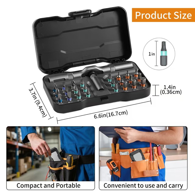 24 in 1 Magnetic Ratchet Screwdriver Set, Multi Bit DIY