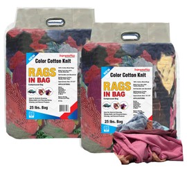 SupremePlus Premium Color Knit Cleaning Rags – Shop Rags Bulk for Workshops, Mechanics, Painters, and Home Use, Multipurpose Cotton T-Shirt Rags (25 lbs. Bag - Pack of 2)