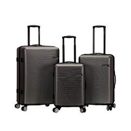 Rockland Skyline Hardside Spinner Wheel Luggage Set, Grey, 3-Piece Set (20/24/28)