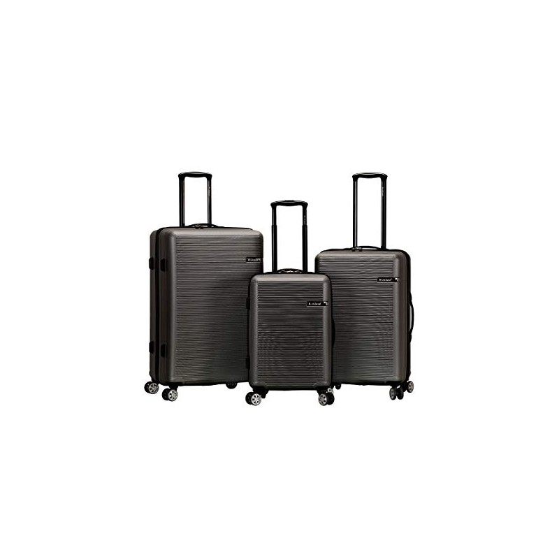 Rockland Skyline Hardside Spinner Wheel Luggage Set, Grey, 3-Piece Set