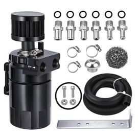 EVIL ENERGY Oil Catch Can, Universal Baffled Catch Can Kit with Breather Filter, 300ml Aluminum Air Oil Separator Tank NBR Fuel Hose Kits for PCV System