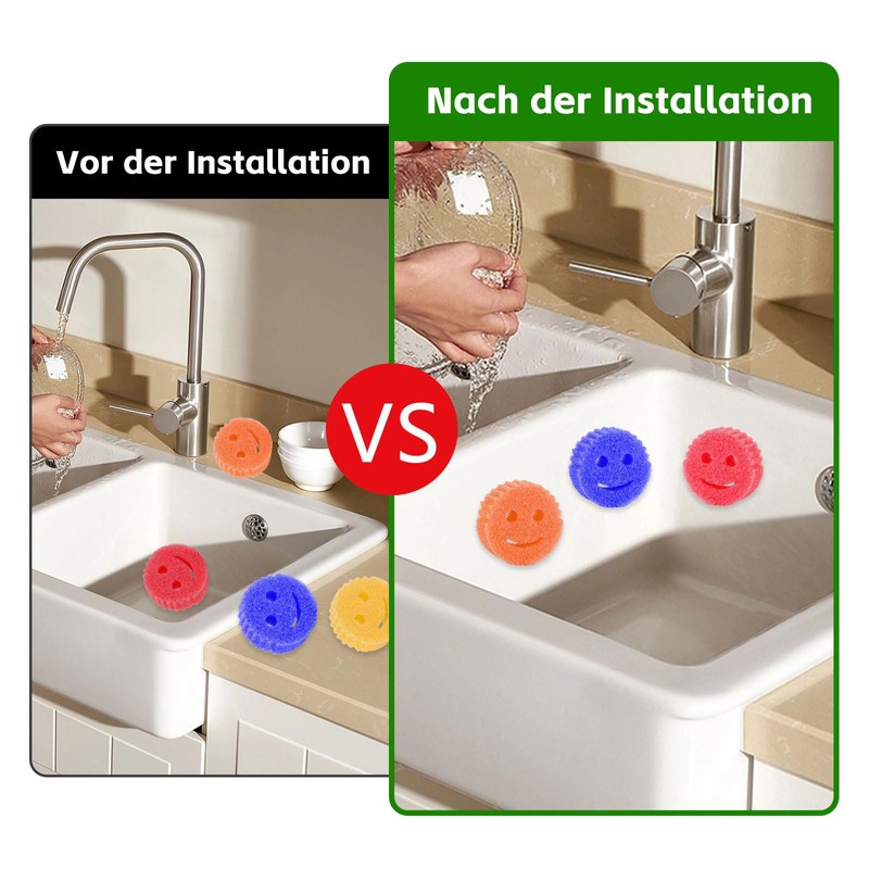 BRIOTA 2 Pieces Smiley Sponge Stand with Suction Cup, Sponge
