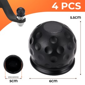 4 Pcs Trailer Hitch Ball Cover Universal 50mm, Tow Ball Cover, Tow Bar Cover, Towball Cover, Tow Gitch Cover(Black)