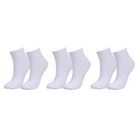 tittimitti 98% Organic Cotton Women's Ankle Socks (3-Pack). (US, Numeric, 6, 7.5, Regular, Regular, White)