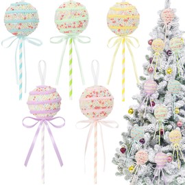 Sosation 10 Pcs Candy Christmas Tree Ornaments 2025 Pastel Christmas Tree Decoration 10.6 Inch Lollipops Ornaments Pastel Color Dessert Pendant Decoration Hanging Crafts for Home Xmas Party Decor