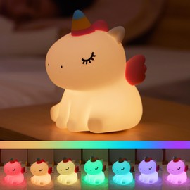 Unicorn Night Light for Kids, Cute Silicone Baby Nursery Night Light Dimmable LED Unicorns Lamp Rechargeable Bedside Lamp Nightlight Unicorn Toys for Girls Toddler Women Gifts Bedroom Kids Room Decor