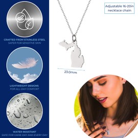 Stone Armory Michigan Jewelry for Women - Stainless Steel Michigan Pendant Necklace - Hypoallergenic and Adjustable 16-20in - Michigan Souvenirs and Gifts