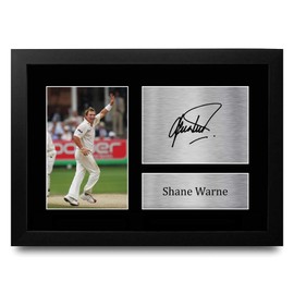 HWC Trading FR A4 Shane Warne Gifts Printed Signed Autograph Picture for Cricket Memorabilia Fans - A4 Framed
