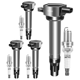 TPAIERR UF557 & 4503 Coils and Spark Plug 4 Pack Compatible with Dodge Journey 09-20 Caliber 07-12 Avenger 08-14 for Chrysler 200 Sebring for Jeep Compass Patriot 2.0L 2.4L C1587 C1588 5C1644