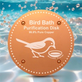 OICEME Bird Bath Purification Disk Pure Copper Outside Winter Solar Power Birdbath Heater Deicer Cage Hanging Bowl Metal Warmer Deck Railing Glass Concrete Ceramic Stone Stand Water Fountain Station