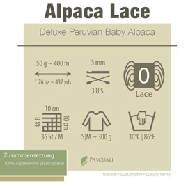 PASCUALI Alpaca Lace, 100% Alpaca Wool, Alpaca Wool for Knitting and Crocheting, 1 Strand - 50 g, Colour: Curry 40