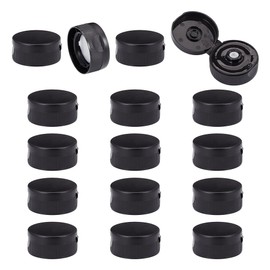 OLYCRAFT 16Pcs 38/400 Black Flip Top Caps With 0.4 Inch Orifice Replacement Flip-Top Dispensing Fliptop Lid Drip Reusable Plastic Bottle Cap for Squeeze Bottle Lids Inner Diameter 35mm