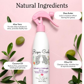 Rizos Curls Rizos Curls Travel Refresh & Detangle Spray, Moisturizing Leave-In, Hydrate & Reduce Frizz, Add Shine & Definition with Coconut Oil, Aloe Vera & Shea Butter, 2.5 oz