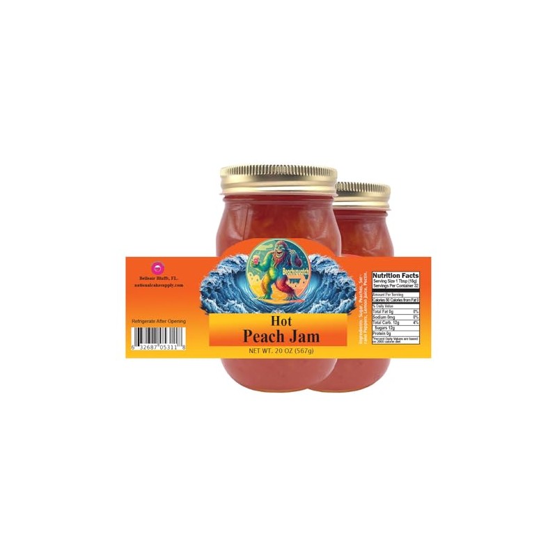 Beachsquatch Hot Peach Jam, 20 ounce jar - 2 PACK