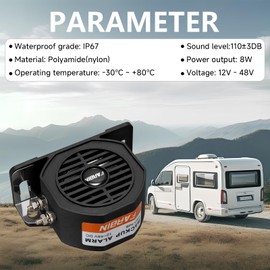FARBIN Truck Back up Alarm 110dB 12V-48V DC Car Reverse Alarm Horn Reversing Warning Alarms Waterproof Industrial Heavy-Duty Backup Warning Back Up Beeper (HT)