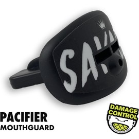 DAMAGE CONTROL Pacifier Mouthpiece – Football Mouthguard with Helmet Strap, Protects Teeth, Jaw & Mouth – Mouth Piece for Sports, No Boiling, Allows Airflow – Gear for Adults & Youth (Savage)