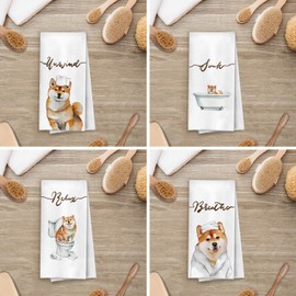ERYBHKRTYH Funny Shiba Inu Bathroom Hand Towels Set, Shiba Inu Gifts, Unwind Soul Relax Breath Dog Waffle Decorative Hand Towels for Bathroom, 16x24 Inches Set of 4
